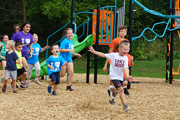 Children running in playground